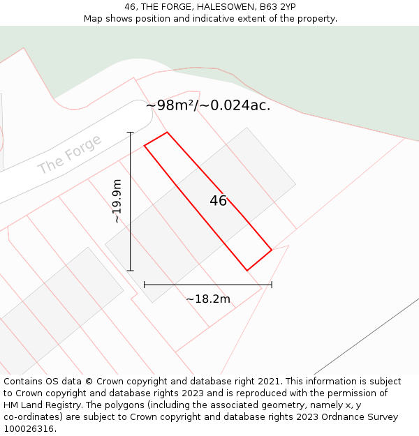 46, THE FORGE, HALESOWEN, B63 2YP: Plot and title map