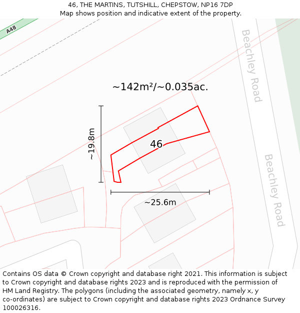 46, THE MARTINS, TUTSHILL, CHEPSTOW, NP16 7DP: Plot and title map
