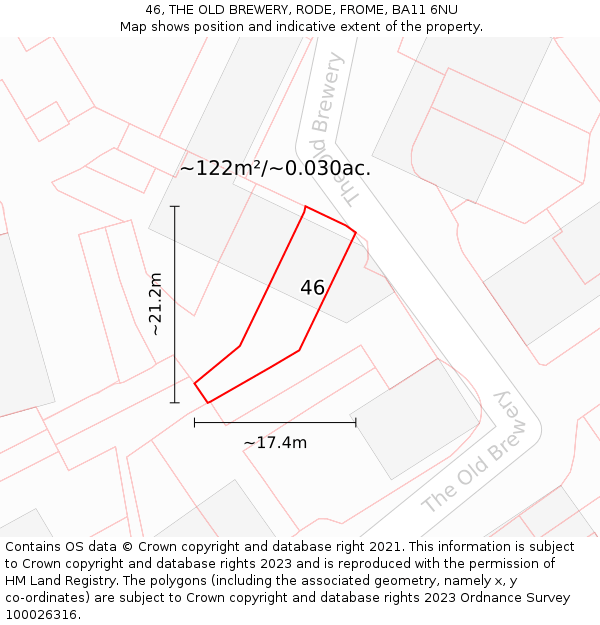 46, THE OLD BREWERY, RODE, FROME, BA11 6NU: Plot and title map