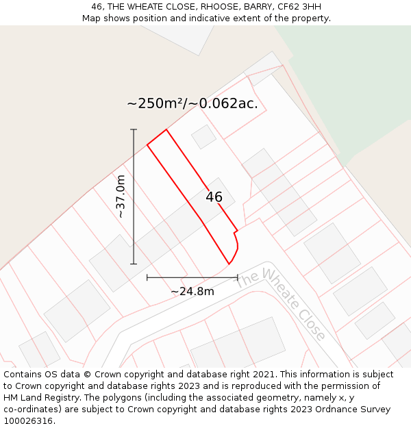 46, THE WHEATE CLOSE, RHOOSE, BARRY, CF62 3HH: Plot and title map