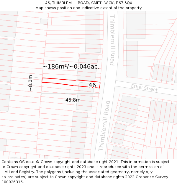 46, THIMBLEMILL ROAD, SMETHWICK, B67 5QX: Plot and title map