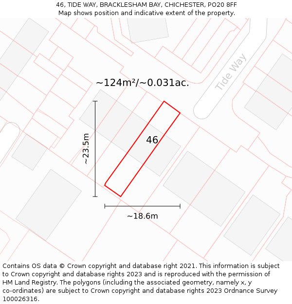 46, TIDE WAY, BRACKLESHAM BAY, CHICHESTER, PO20 8FF: Plot and title map