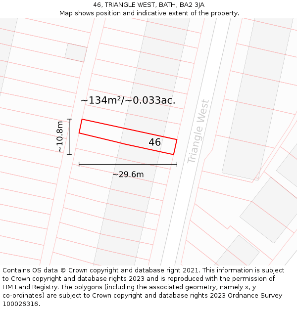 46, TRIANGLE WEST, BATH, BA2 3JA: Plot and title map