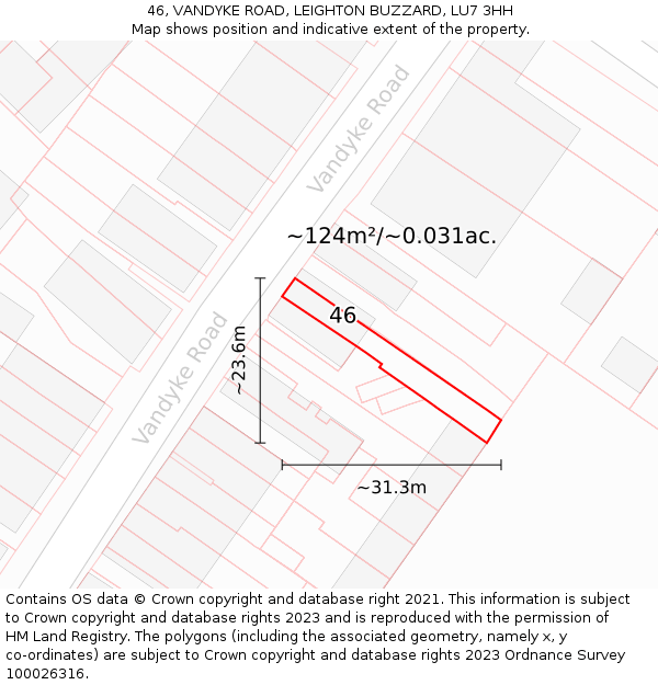 46, VANDYKE ROAD, LEIGHTON BUZZARD, LU7 3HH: Plot and title map