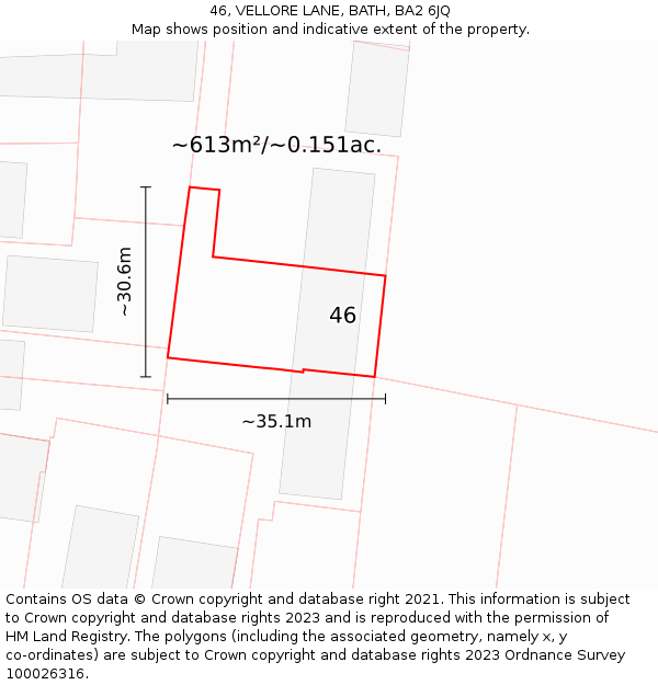 46, VELLORE LANE, BATH, BA2 6JQ: Plot and title map