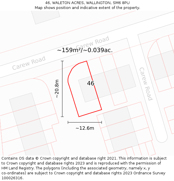 46, WALETON ACRES, WALLINGTON, SM6 8PU: Plot and title map