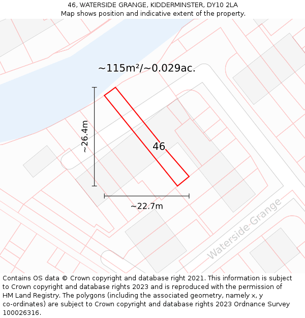 46, WATERSIDE GRANGE, KIDDERMINSTER, DY10 2LA: Plot and title map