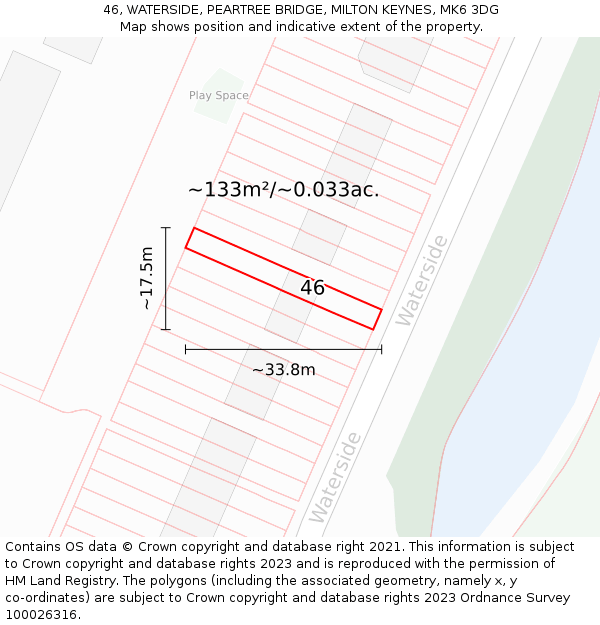 46, WATERSIDE, PEARTREE BRIDGE, MILTON KEYNES, MK6 3DG: Plot and title map