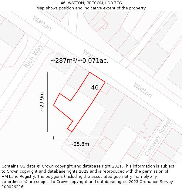 46, WATTON, BRECON, LD3 7EG: Plot and title map