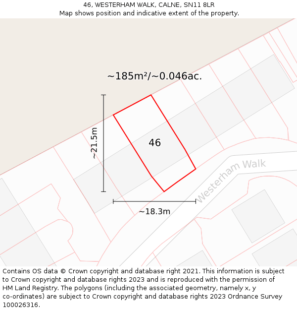 46, WESTERHAM WALK, CALNE, SN11 8LR: Plot and title map