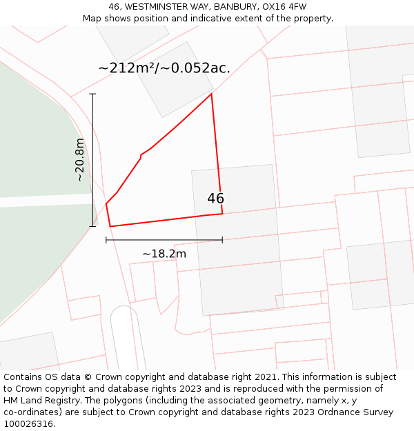 46, WESTMINSTER WAY, BANBURY, OX16 4FW: Plot and title map