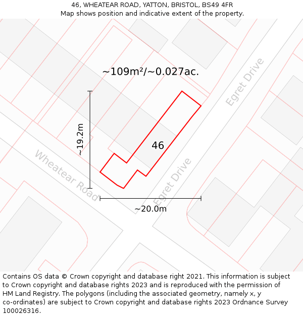 46, WHEATEAR ROAD, YATTON, BRISTOL, BS49 4FR: Plot and title map
