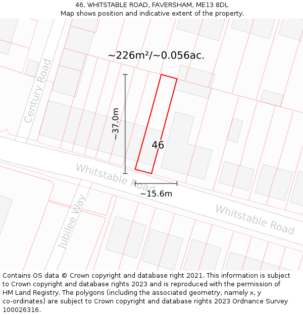 46, WHITSTABLE ROAD, FAVERSHAM, ME13 8DL: Plot and title map