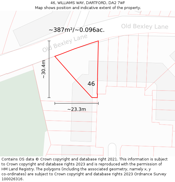 46, WILLIAMS WAY, DARTFORD, DA2 7WF: Plot and title map