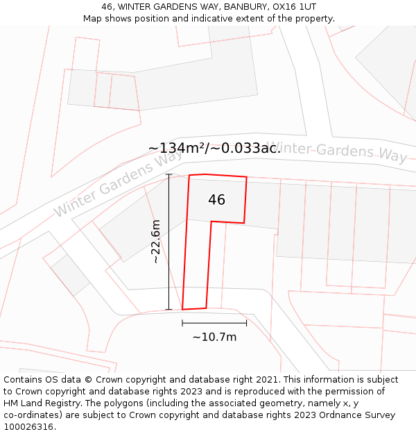 46, WINTER GARDENS WAY, BANBURY, OX16 1UT: Plot and title map
