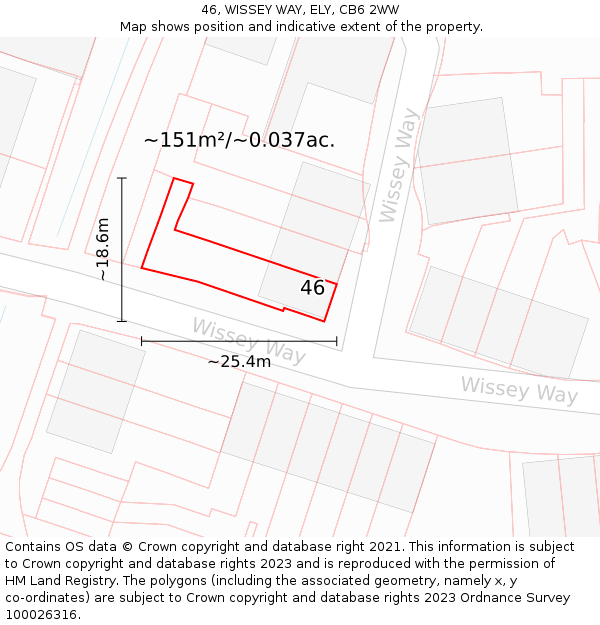 46, WISSEY WAY, ELY, CB6 2WW: Plot and title map