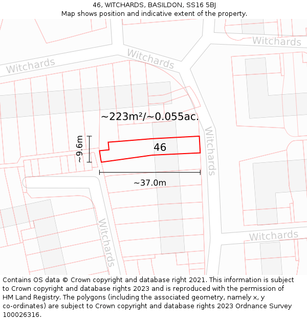 46, WITCHARDS, BASILDON, SS16 5BJ: Plot and title map