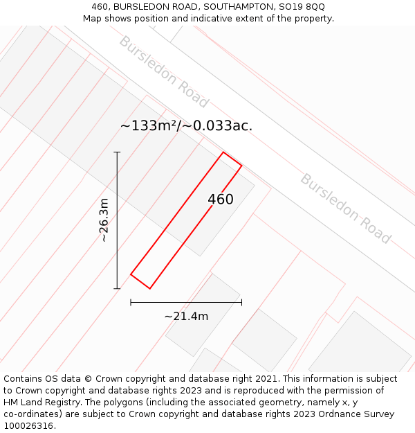 460, BURSLEDON ROAD, SOUTHAMPTON, SO19 8QQ: Plot and title map