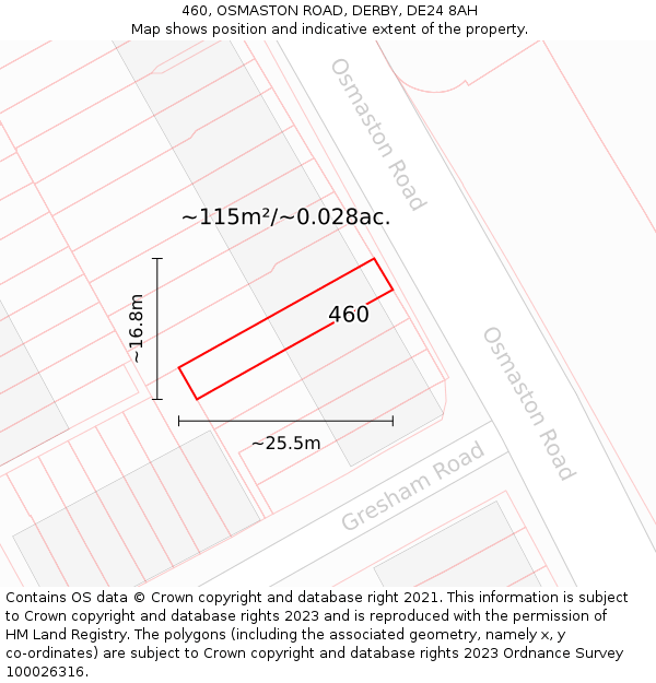 460, OSMASTON ROAD, DERBY, DE24 8AH: Plot and title map