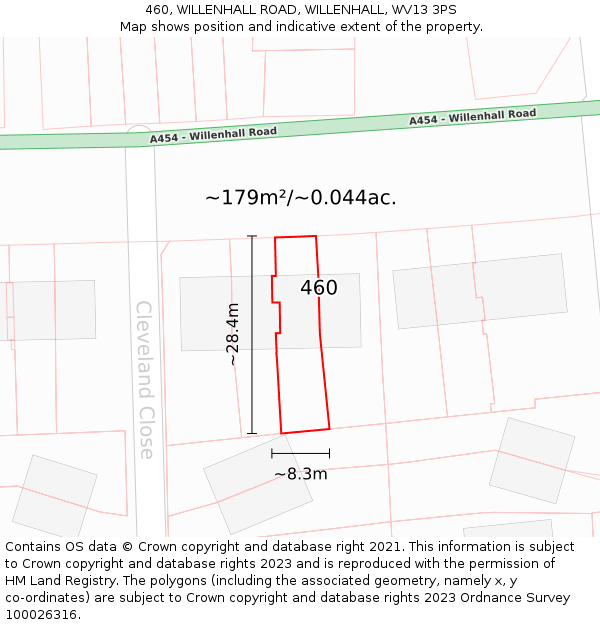 460, WILLENHALL ROAD, WILLENHALL, WV13 3PS: Plot and title map