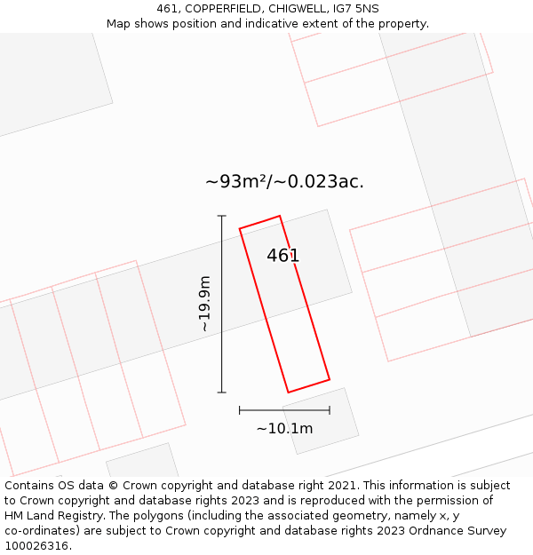 461, COPPERFIELD, CHIGWELL, IG7 5NS: Plot and title map