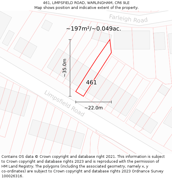 461, LIMPSFIELD ROAD, WARLINGHAM, CR6 9LE: Plot and title map