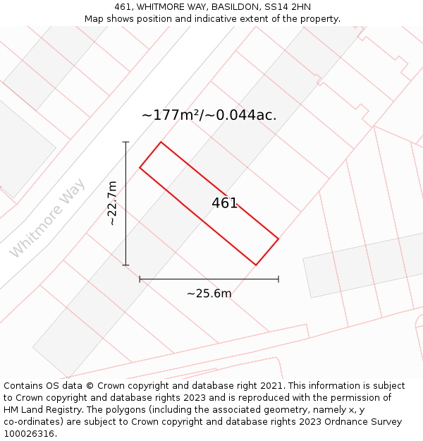 461, WHITMORE WAY, BASILDON, SS14 2HN: Plot and title map