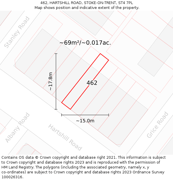 462, HARTSHILL ROAD, STOKE-ON-TRENT, ST4 7PL: Plot and title map