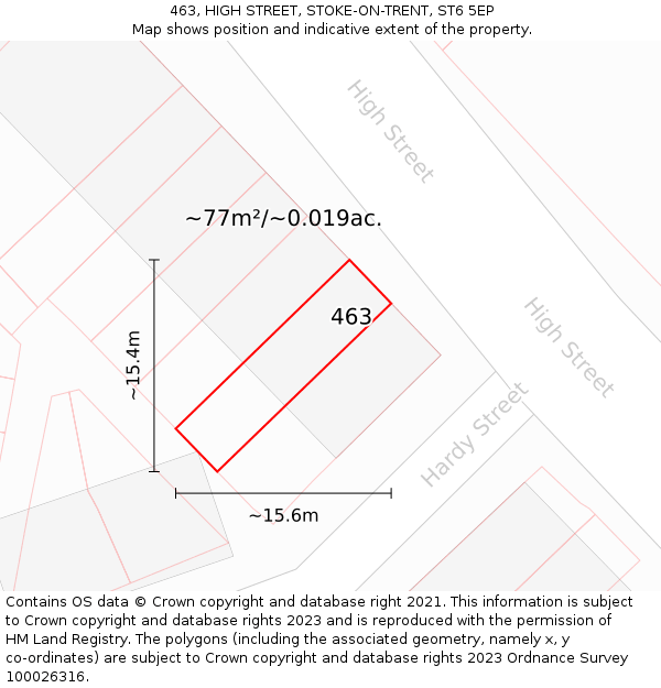 463, HIGH STREET, STOKE-ON-TRENT, ST6 5EP: Plot and title map