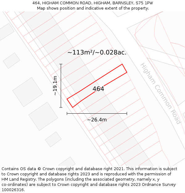 464, HIGHAM COMMON ROAD, HIGHAM, BARNSLEY, S75 1PW: Plot and title map
