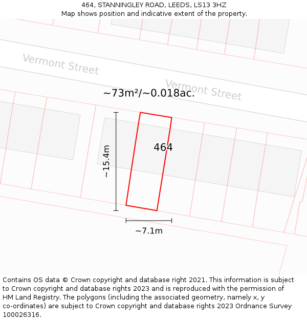 464, STANNINGLEY ROAD, LEEDS, LS13 3HZ: Plot and title map