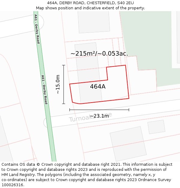 464A, DERBY ROAD, CHESTERFIELD, S40 2EU: Plot and title map