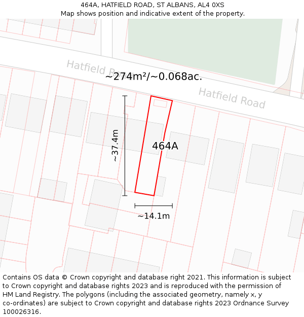 464A, HATFIELD ROAD, ST ALBANS, AL4 0XS: Plot and title map
