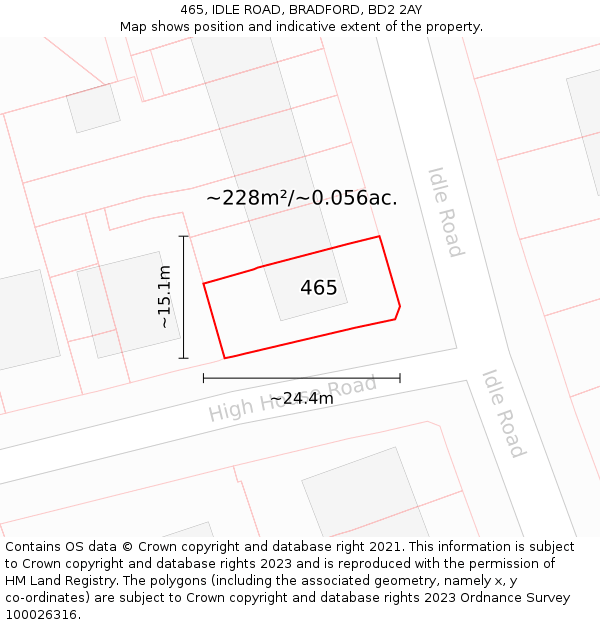 465, IDLE ROAD, BRADFORD, BD2 2AY: Plot and title map