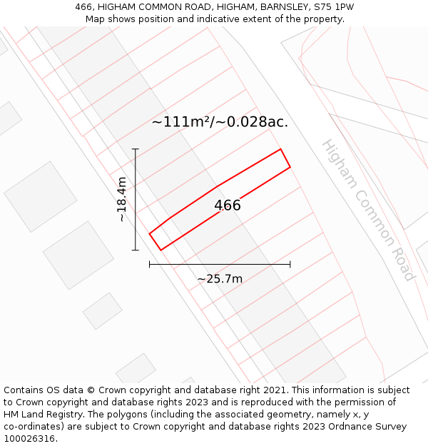 466, HIGHAM COMMON ROAD, HIGHAM, BARNSLEY, S75 1PW: Plot and title map
