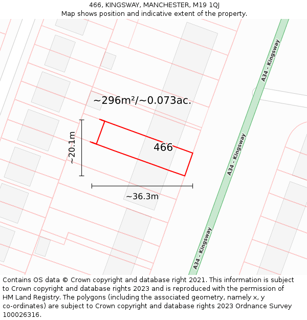 466, KINGSWAY, MANCHESTER, M19 1QJ: Plot and title map