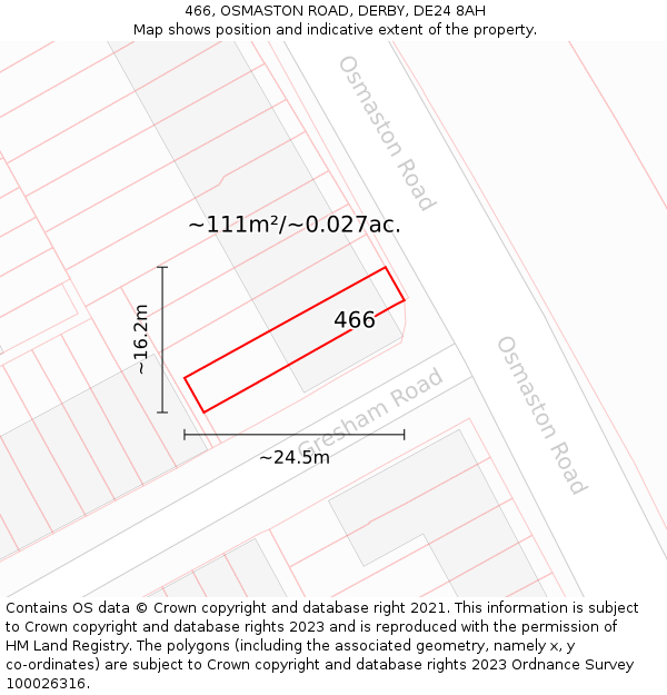 466, OSMASTON ROAD, DERBY, DE24 8AH: Plot and title map