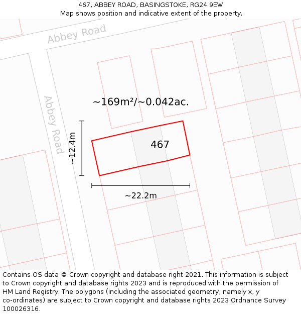 467, ABBEY ROAD, BASINGSTOKE, RG24 9EW: Plot and title map