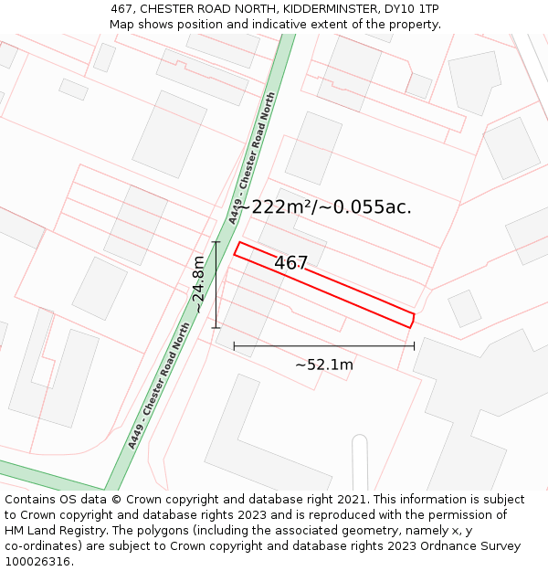 467, CHESTER ROAD NORTH, KIDDERMINSTER, DY10 1TP: Plot and title map