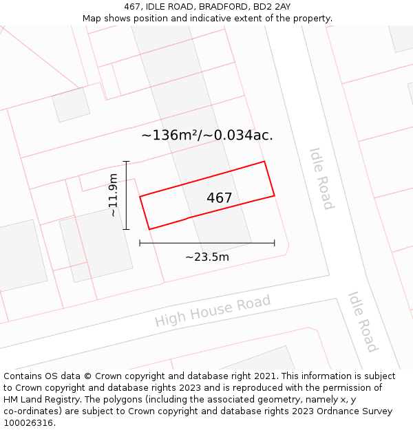 467, IDLE ROAD, BRADFORD, BD2 2AY: Plot and title map