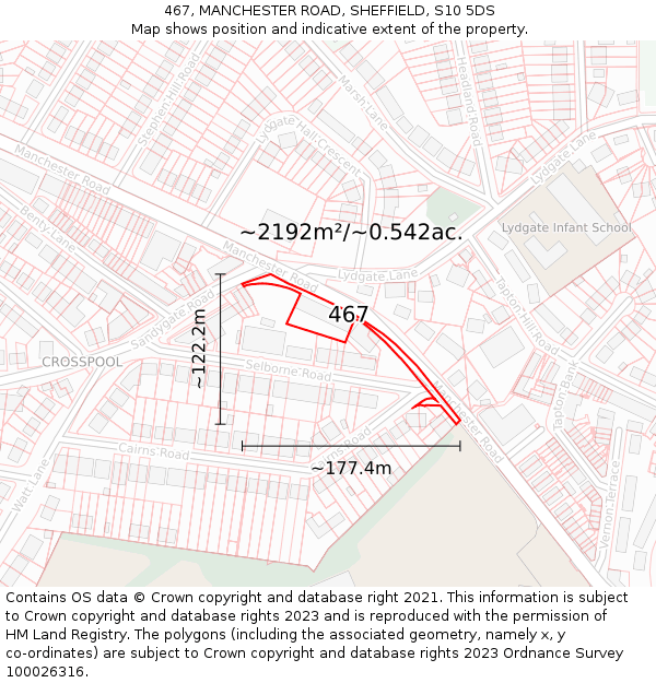 467, MANCHESTER ROAD, SHEFFIELD, S10 5DS: Plot and title map