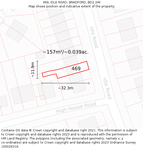 469, IDLE ROAD, BRADFORD, BD2 2AY: Plot and title map