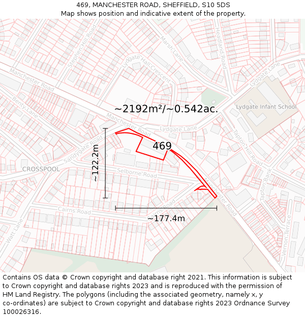 469, MANCHESTER ROAD, SHEFFIELD, S10 5DS: Plot and title map