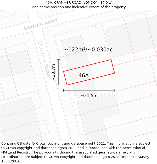 46A, CRANMER ROAD, LONDON, E7 0JW: Plot and title map