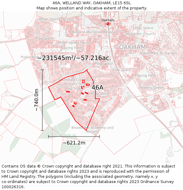 46A, WELLAND WAY, OAKHAM, LE15 6SL: Plot and title map