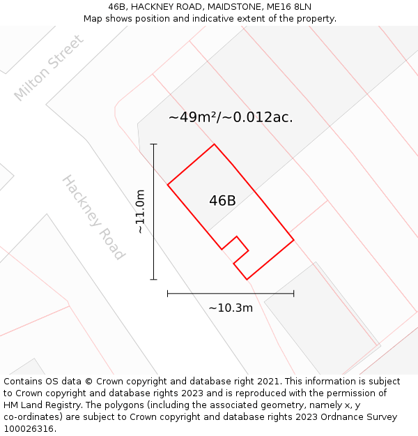 46B, HACKNEY ROAD, MAIDSTONE, ME16 8LN: Plot and title map