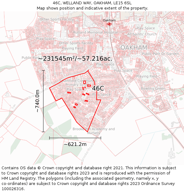 46C, WELLAND WAY, OAKHAM, LE15 6SL: Plot and title map