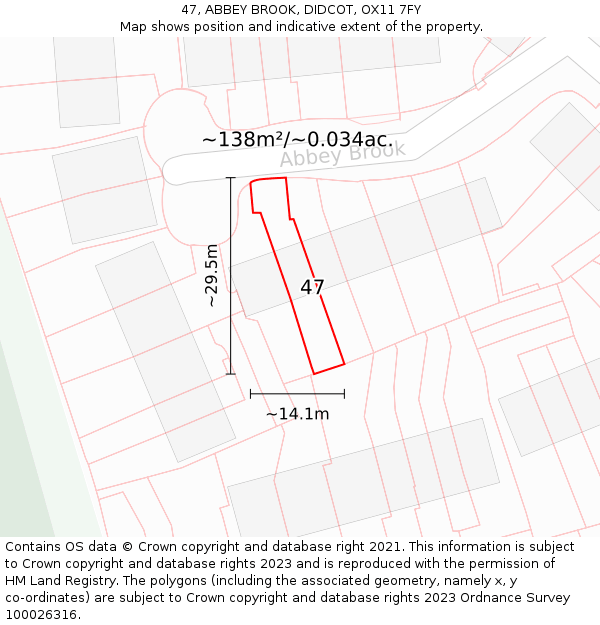 47, ABBEY BROOK, DIDCOT, OX11 7FY: Plot and title map