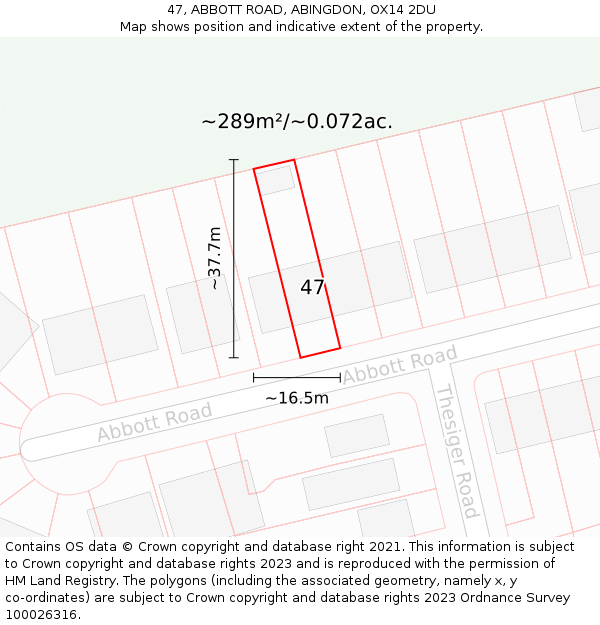 47, ABBOTT ROAD, ABINGDON, OX14 2DU: Plot and title map