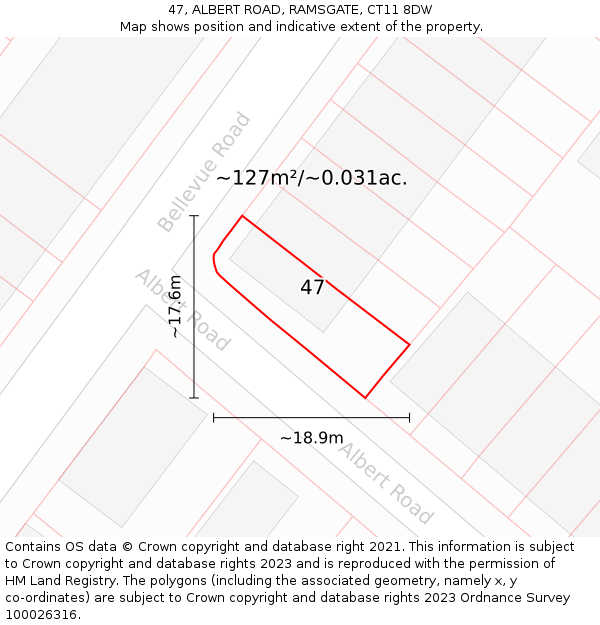 47, ALBERT ROAD, RAMSGATE, CT11 8DW: Plot and title map